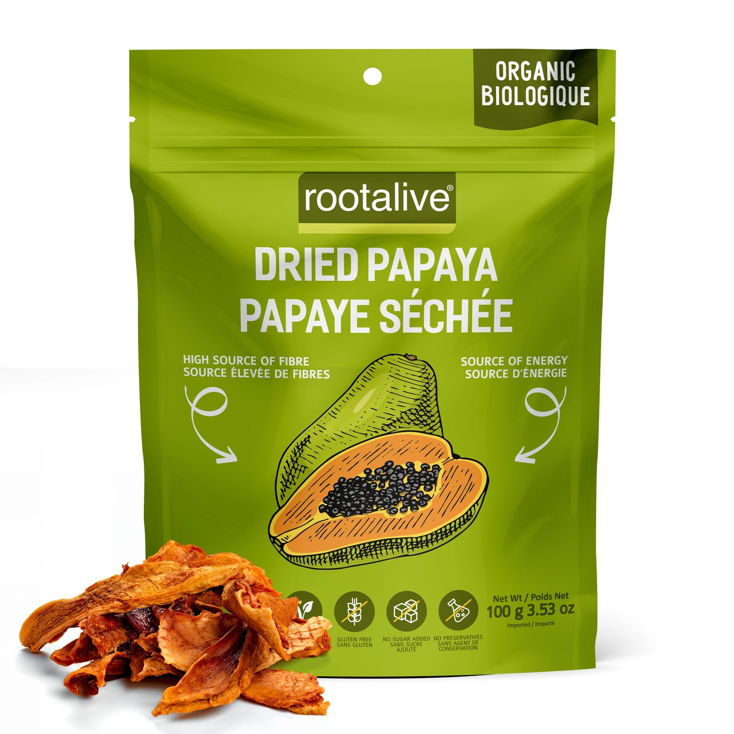 Organic Dried Papaya 100g